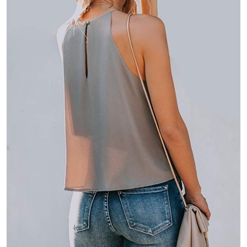 🆕Front Tie Knot Casual Shirt Keyhole Front Blouse - Picture 2 of 2